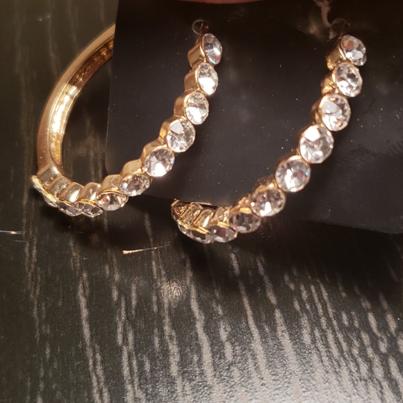 Gold Rhinestone Earrings - Picture 2 of 4